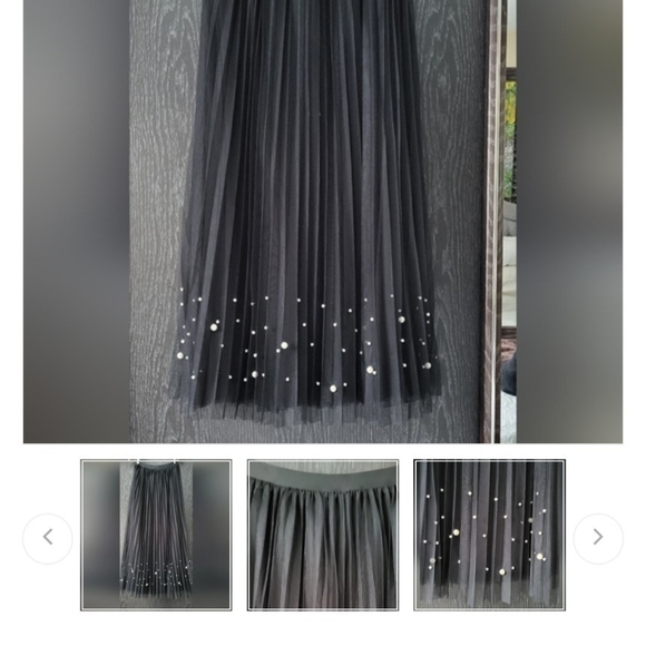 DR2 Black Pleated Maxi Skirt with Pearl Embellishments - Picture 2 of 4